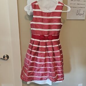 Jona Michelle Red and White Striped Formal Dress